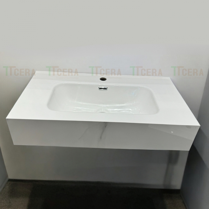 Bàn Đá 1 Tầng Mặt Lavabo Sứ Tràn Viền TLVBD-56