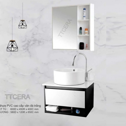 Bộ Tủ Lavabo Nhựa PVC Chống Nước TCERA TLVB33