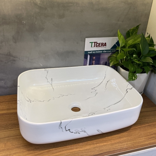 Chậu Lavabo Đặt Bàn Oval Vân Đá TTCERA LB112