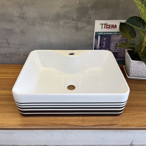 Chậu Lavabo Đặt Bàn Sọc Trắng Đen TTCERA LB88