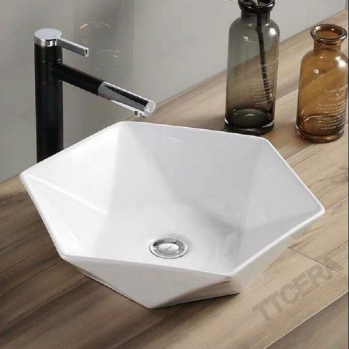 Chậu Lavabo Đặt Bàn Tròn Trắng Lục Giá TTCERA LB18