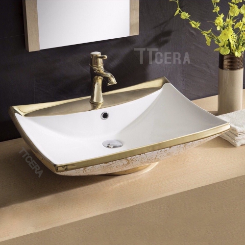 Chậu Lavabo Mạ Vàng Đặt Bàn TTCERA LB02