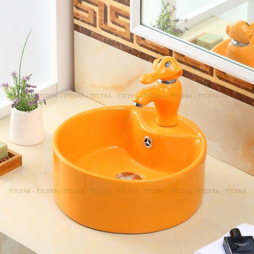 Chậu Lavabo Trẻ Em Màu Cam TTCERA LBTE-010C