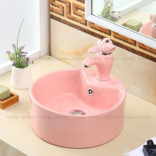 Chậu Lavabo Trẻ Em Màu Hồng TTCERA LBTE-009H