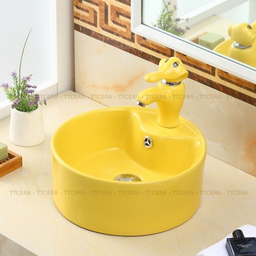 Chậu Lavabo Trẻ Em Màu Vàng TTCERA LBTE-008V