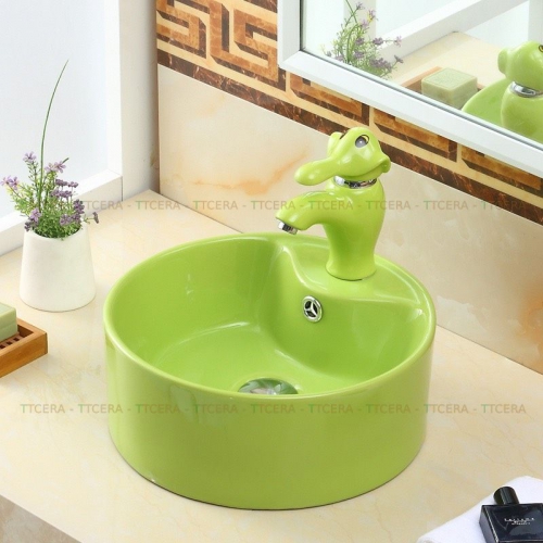 Chậu Lavabo Trẻ Em Màu Xanh Lá TTCERA LBTE-012XL