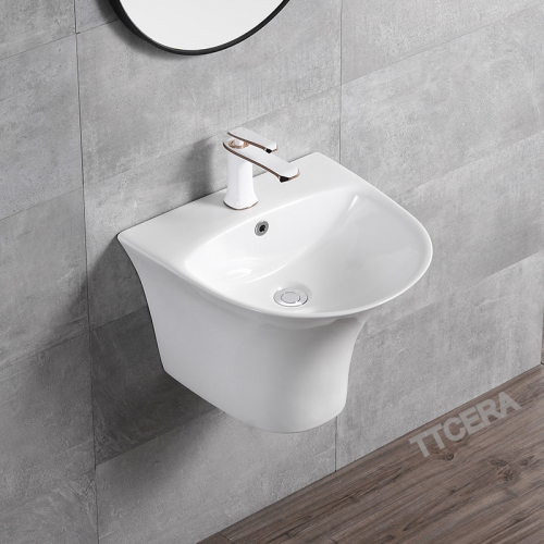 Chậu Lavabo Treo Tường Liền Chân TTCERA LB27