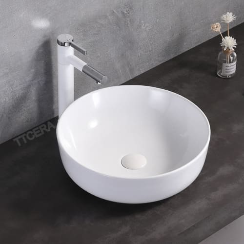 Chậu Lavabo Tròn Trắng Đặt Bàn TTCERA LB49