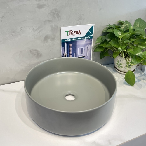 Chậu Lavabo Tròn Xám Cao Cấp TTCERA LB129