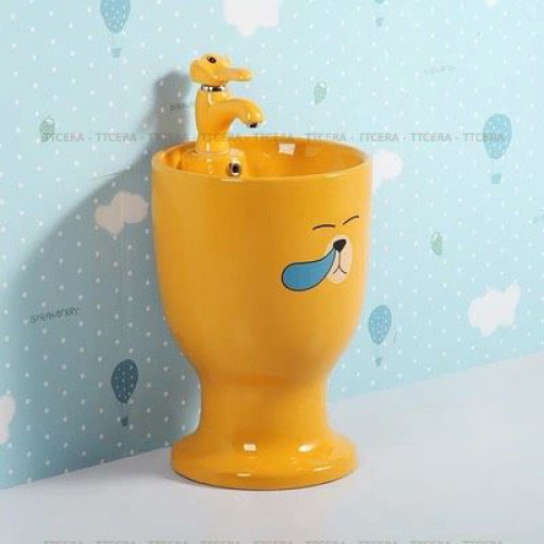 Chậu Lavabo Trụ Trẻ Em Màu Cam TTCERA LBTE-015C