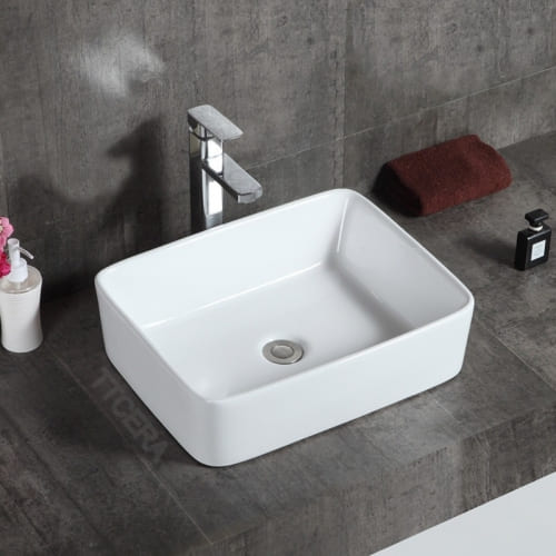 Chậu Lavabo Vuông Trắng Đặt Bàn TTCERA LB50