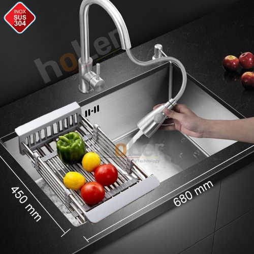 Chậu Rửa Chén 1 Hộc INOX 304 Âm Bàn Dày 3mm Holer HLCR719-6845