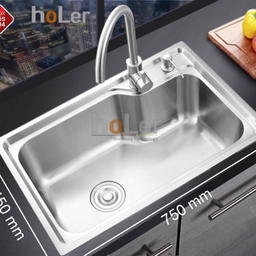 Chậu Rửa Chén 1 Hộc Inox 304 Holer HLCR720 - 7545