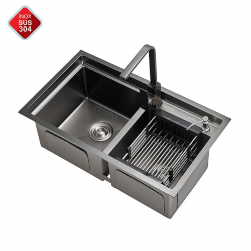 Chậu Rửa Chén Bậc Thang 2 Hộc Lệch Inox 304 Phủ Nano Holer HLCRNN701-8245L