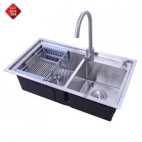 Chậu Rửa Chén Bậc Thang INOX 304 Holer HLCR702-8245L