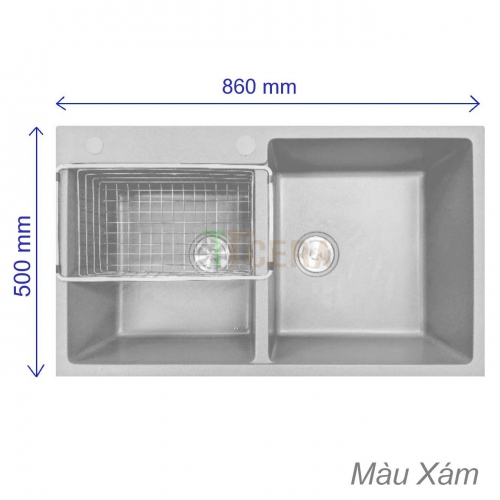 Chậu Rửa Chén Đá 2 Hộc Màu Xám CREAVE T8650-F07