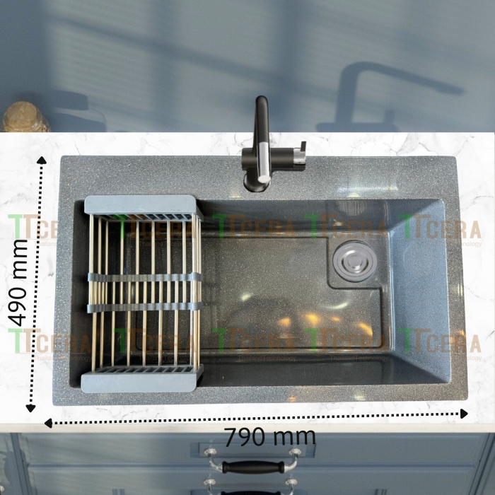 Chậu Rửa Chén Đá Xám Nhân Tạo Siêu Mịn TTCERA CRĐX-7949