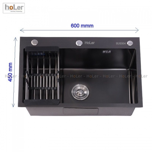 Chậu Rửa Chén Đơn Inox Phủ Nano Đen HoLer HLCRNN717-6045