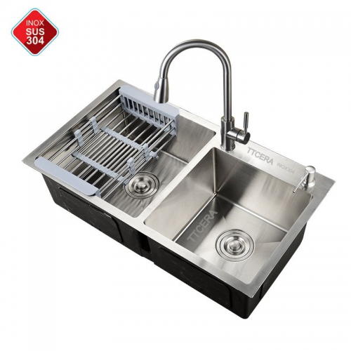 Chậu Rửa Chén Hai Hố Lệch INOX 304 TTCERA CR904 - 8245