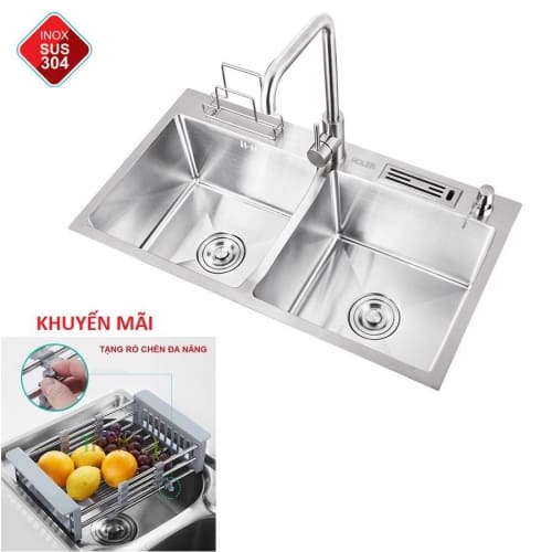 Chậu Rửa Chén INOX 304 Dày 3mm Holer HLCR705-8245VD