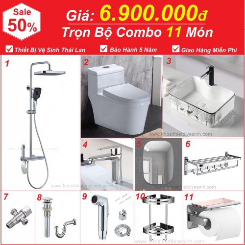 Combo Nhà Tắm Trọn Bộ 11 Món Cao Cấp 6.9 Triệu CB11-6900