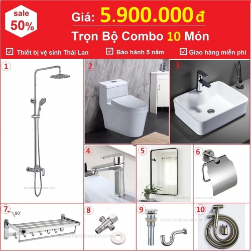 Combo Nhà Vệ Sinh Trọn Bộ 10 Món 5.9 Triệu CB10-5900