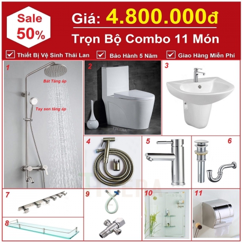 Combo Nhà Vệ Sinh Trọn Bộ 11 Món 4.8 Triệu CB11T-4800