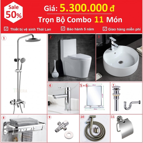 Combo Nhà Vệ Sinh Trọn Bộ 11 Món 5.3 Triệu CB12-5300