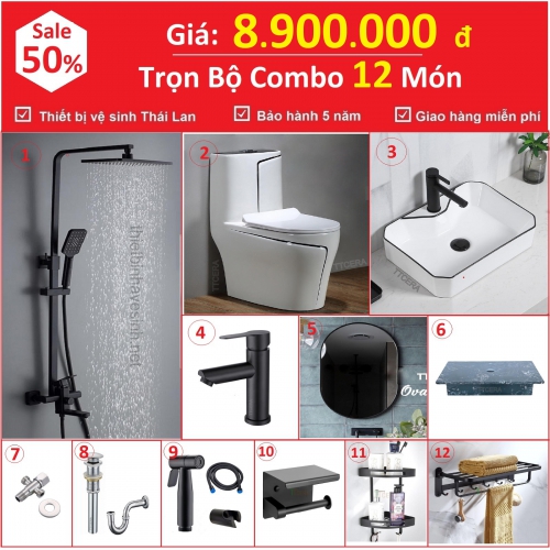 Combo Nhà Vệ Sinh Trọn Bộ 12 Món Cao Cấp 8.9 Triệu CB12-8900