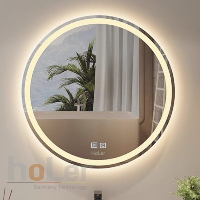 Gương Đèn Led 3 Màu Tròn Có Nút Cảm Ứng Và Sấy Holer HLG18