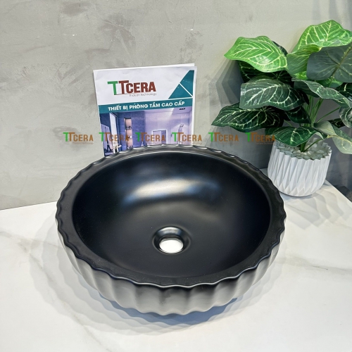 Lavabo Sứ Tròn Đen TTCERA LB150