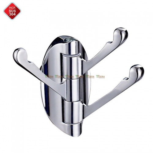 Móc Áo 3 Chạc Màu Crom Xoay Treo Tường Inox 304 Bóng TTCERA MK06