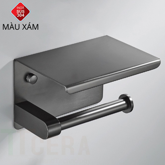 Móc Treo Giấy Vệ Sinh INOX Sơn Tĩnh Điện Xám TTCERA LG09