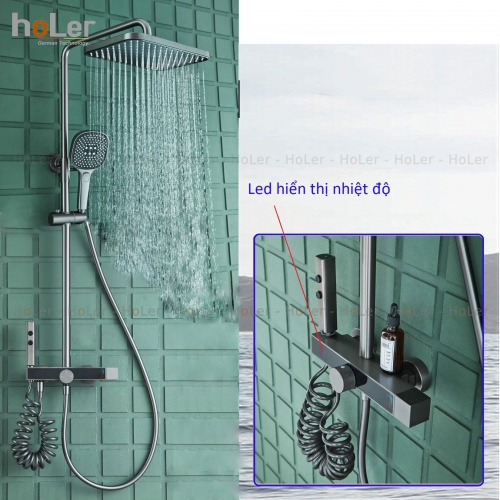 Sen Cây Đồng Thau Sơn Tĩnh Điện Đen Hiển Thị Nhiệt Độ Holer HL257