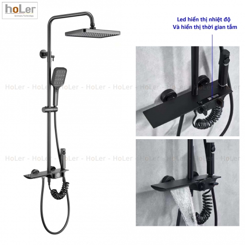 Sen Cây Đồng Thau Sơn Tĩnh Điện Đen Hiển Thị Nhiệt Độ Và Thời Gian Tắm Holer HL261