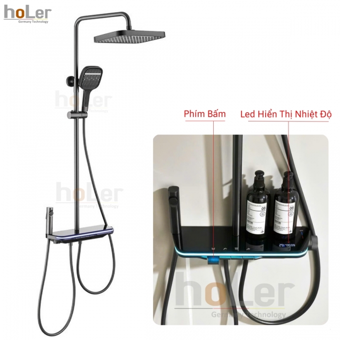 Sen Cây Đồng Thau Xám Hiển Thị Nhiệt Độ Và Thời Gian Tắm Holer HL2120