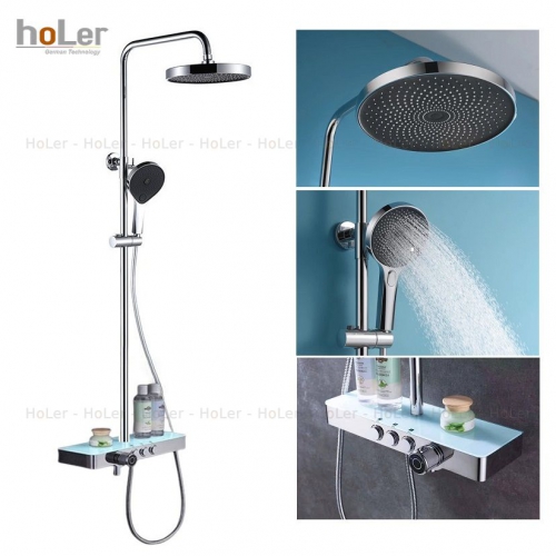 Sen Cây Tắm Đứng Chỉnh Nhiệt Đồng Thau Crom Holer HL256