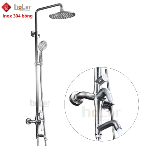 Sen Cây Tắm Đứng Nóng Lạnh Inox SUS 304 Bóng Holer HL2103