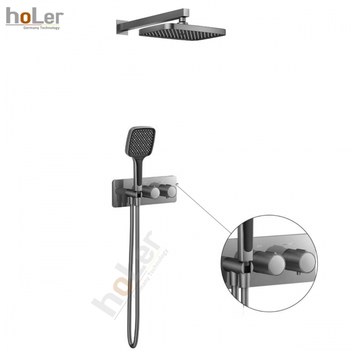 Sen Tắm Âm Tường Inox 304 Sơn Tĩnh Điện Xám HoLer HLA211