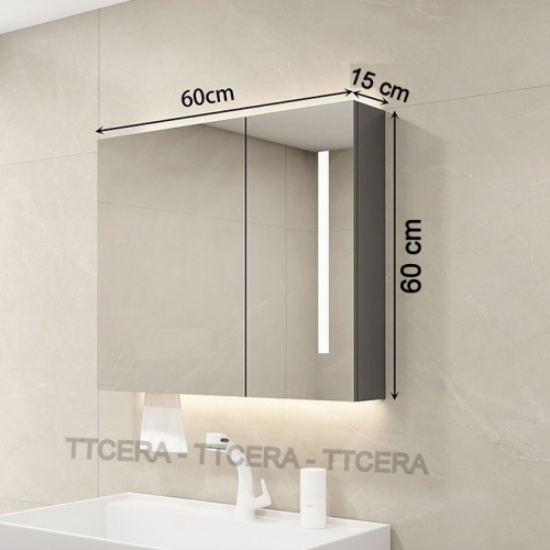 Tủ Gương Lavabo Nhựa 2 Cánh Led PVC Đặc TTCERA TG10