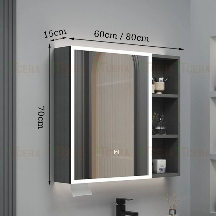 Tủ Gương Lavabo Nhựa PVC Cánh Led TTCERA TG12