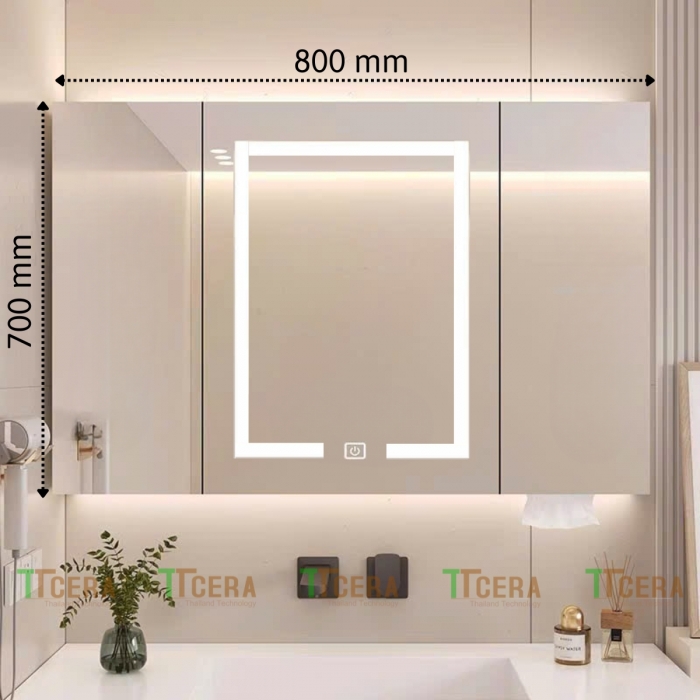 Tủ Gương Lavabo Nhựa PVC Cánh Led TTCERA TG14