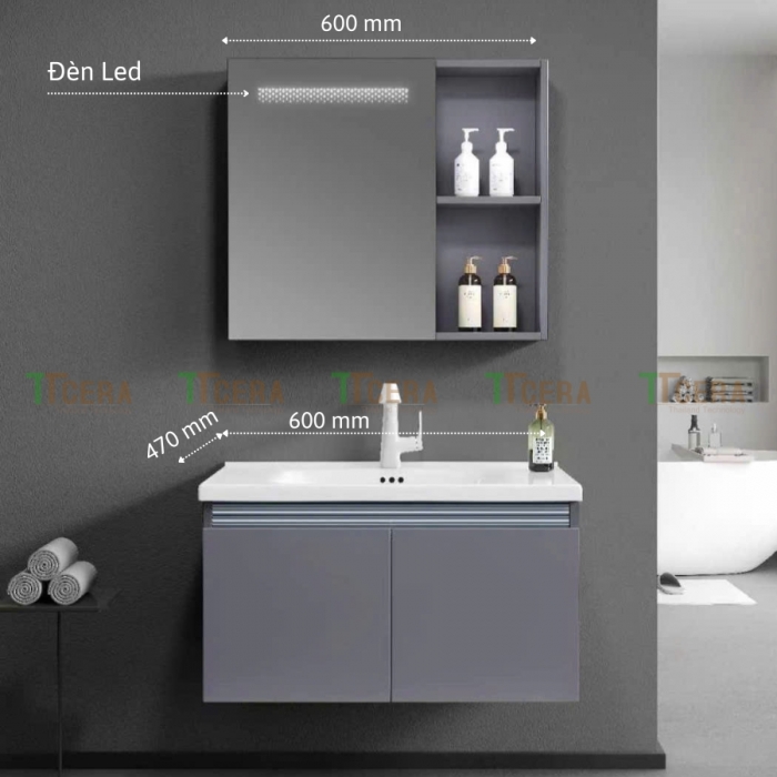 Tủ Lavabo Nhôm Led  Cao Cấp TTCERA TLVB173