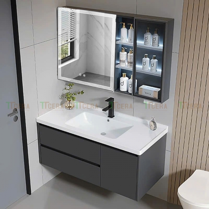 Tủ Lavabo Nhôm Xám Xanh Có Led TTCERA TLVB-OLS9