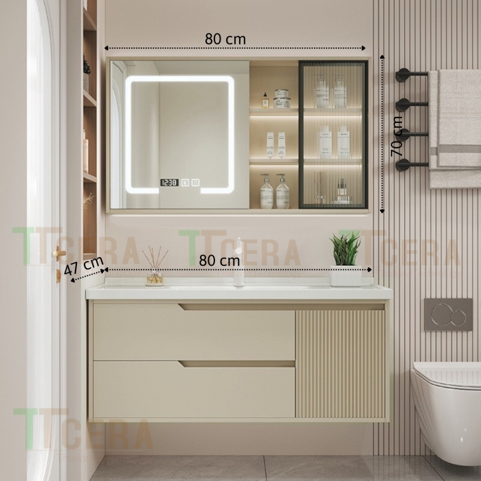 Tủ Lavabo Nhựa PVC Đặc Có Led TTCERA TLVB169