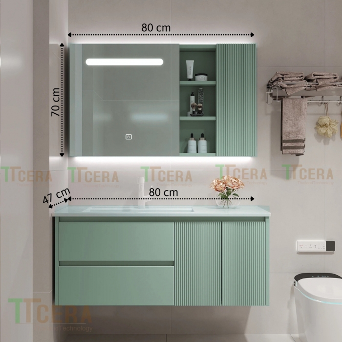 Tủ Lavabo Nhựa PVC Đặc Có Led TTCERA TLVB170