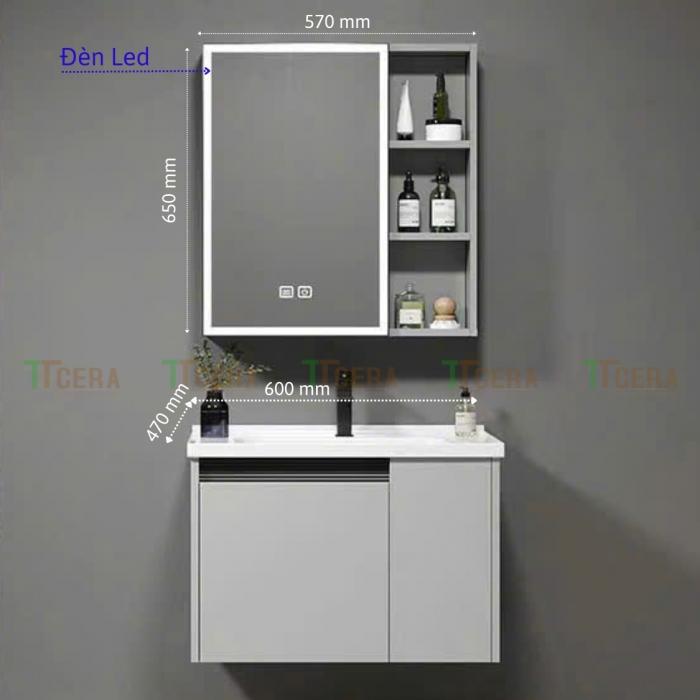 Tủ Lavabo Nhựa PVC Led  Cao Cấp TTCERA TLVB175