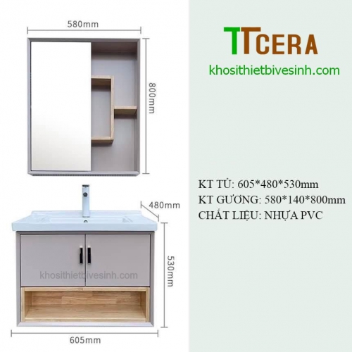 Tủ Lavabo Nhựa PVC TTCERA TLVB22