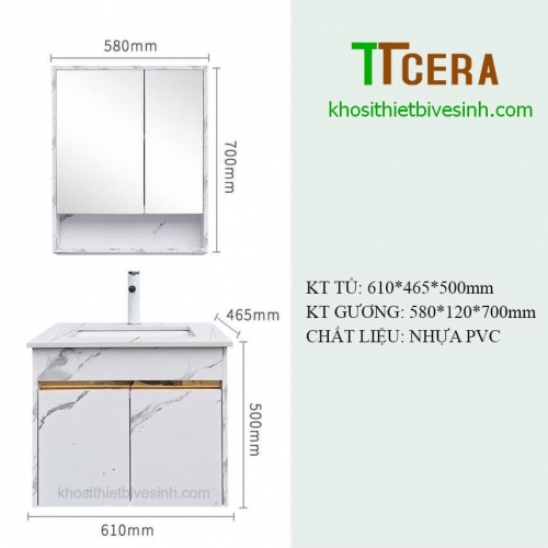 Tủ Lavabo Nhựa PVC TTCERA TLVB23