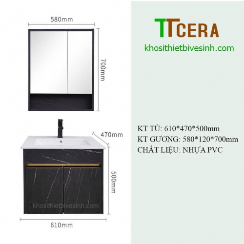 Tủ Lavabo Nhựa PVC TTCERA TLVB24